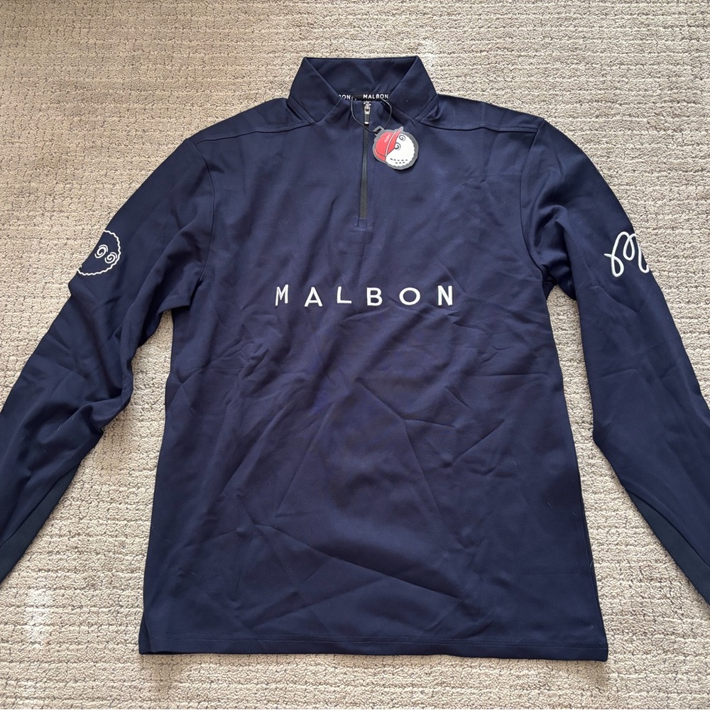 Malbon Golf Navy 1/4 Zip Pullover Size M